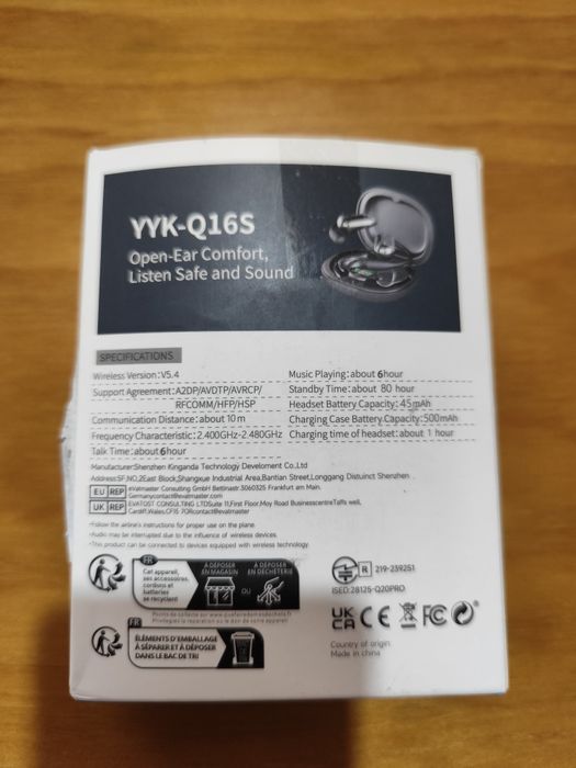 Auriculares bluetooth YYK-Q16S com tradução por inteligência artificia