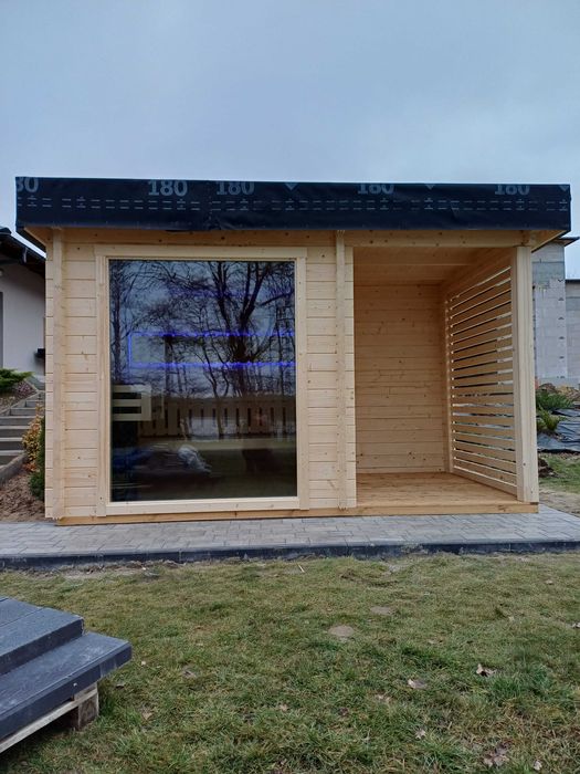 Sauna zewnętrzna z piecem harvia cylindro kamienie  przedsionek bal 58