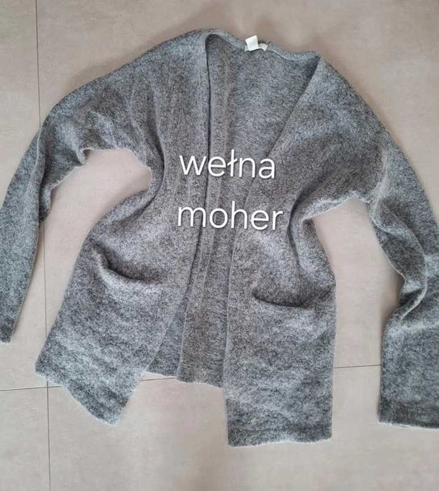 H&M Mohair blend sweter szary roz. S