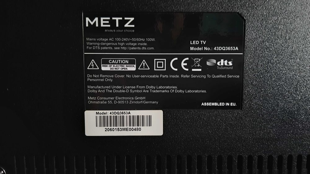 43" смарт 4к METZ 43DQ3653A, гарантія 6 місяців!!!