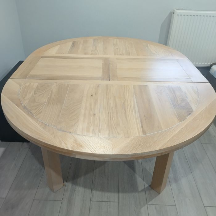 Stół okrągły dębowy rozkładany