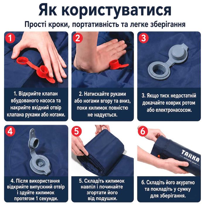 Надувний коврик TARKA каремат килимок матрац