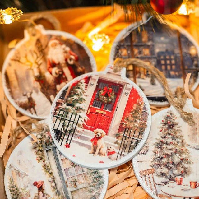 Набір подарунок Новорічний  ялинкових прикрас із дерева