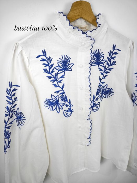 Bluza nowa biała z haftem folk stujka bawełna cotton M 38