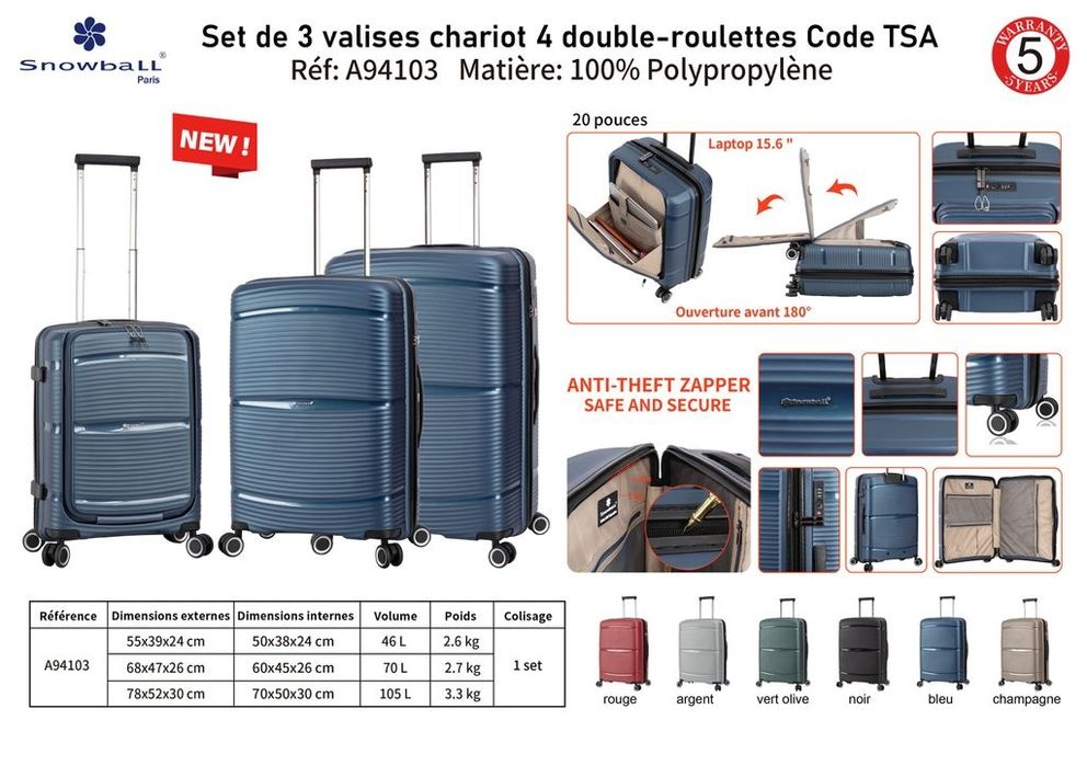 SNOWBALL A 94103 Франція валізи чемоданы ручна поклажа сумки на колеса