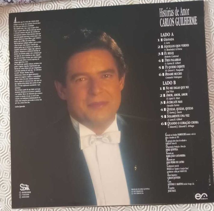 Disco de Vinil Carlos Guilherme -Historias de Amor