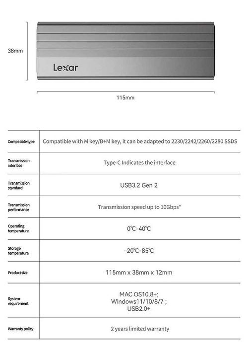 Зовнішній карман кишеня бокс для SSD NVMe M.2 Lexar E300