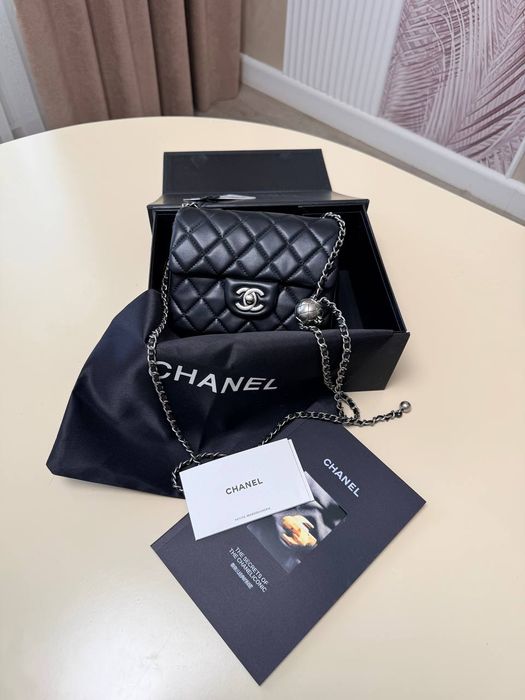 Premium ‼️Chanel Mini 17 Classic Flap Bag in Black with Silver