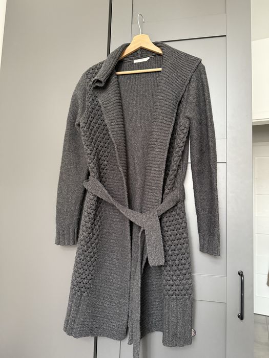 Sweter dlugi gruby wiazany welna m