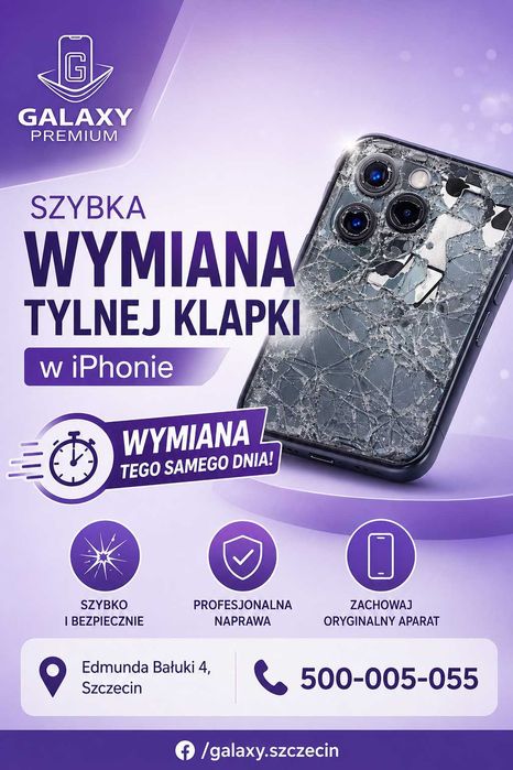 Wymiana tylniej klapki iPhone bez utraty danych Szczecin Galaxy Gsm