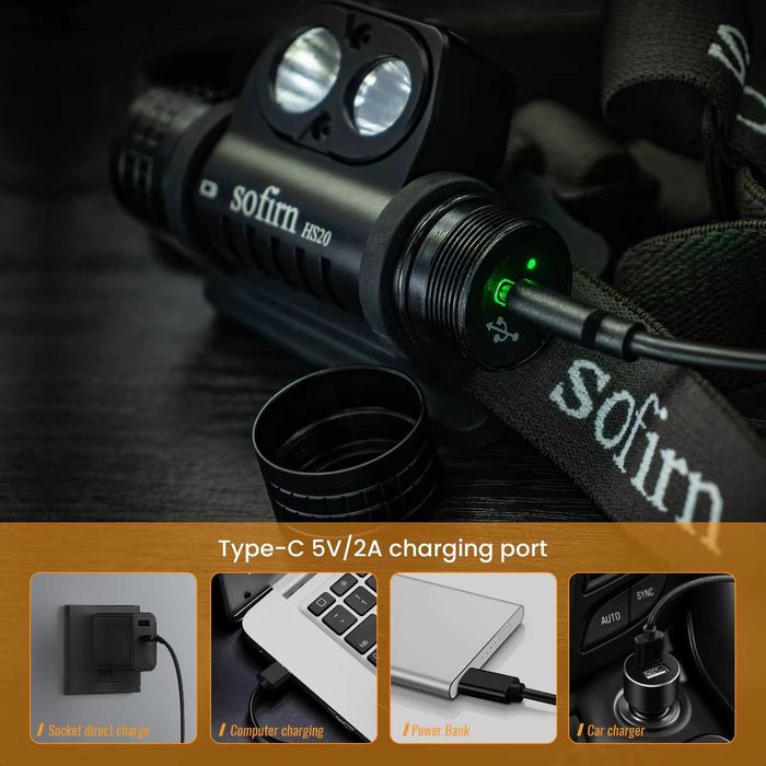 Latarka czołowa Sofirn HS20 2700lm USB-c + akumulator