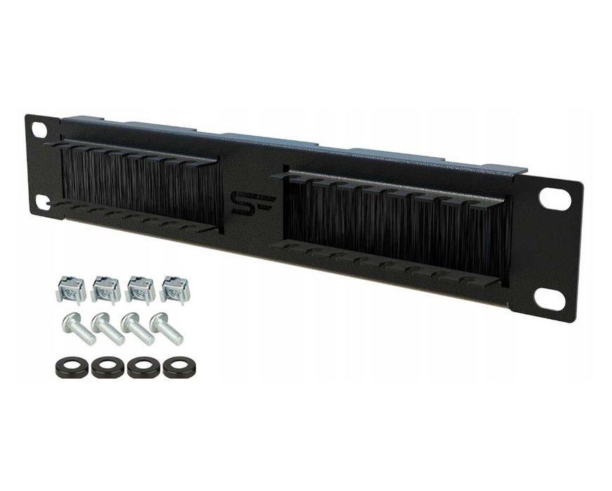 Przepust Kablowy RACK 10" 1U ze Szczotką i Mini Organizerem Stalflex