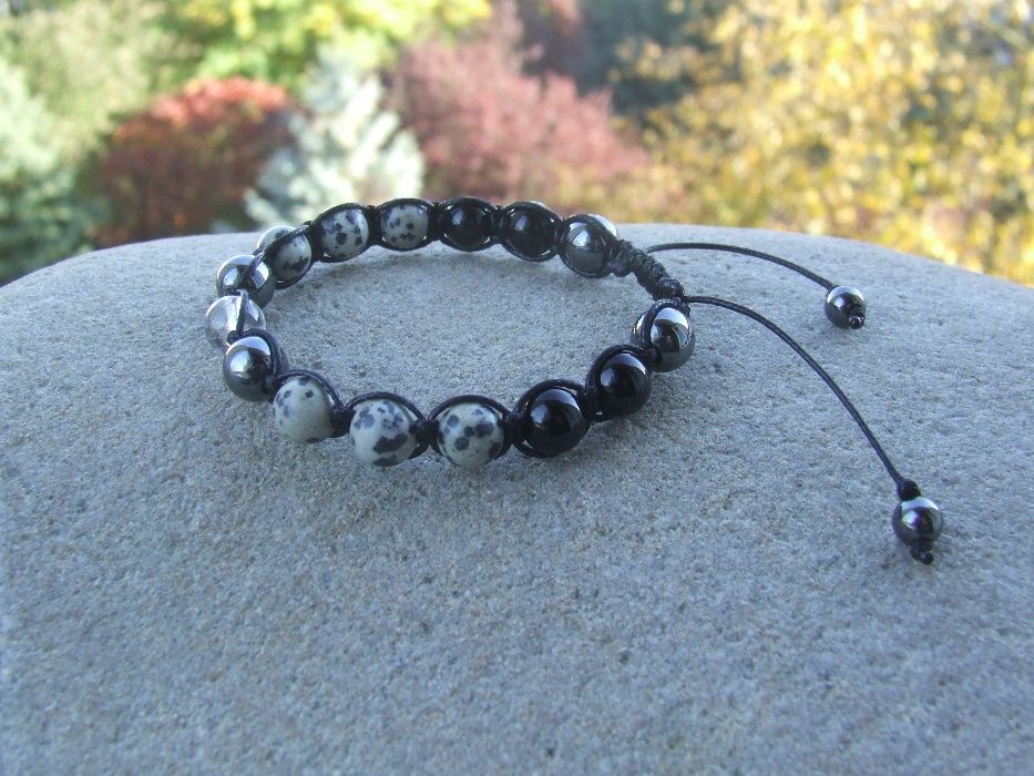 Bransoletka z jaspisu/z kryształu/z onyksu/jaspis dalmatyński