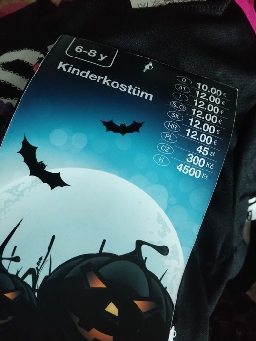 Strój halloween dla dziewczynki, sukienka, kościotrup  116-128cm
