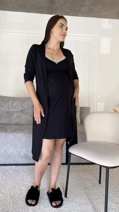 Комплект в пологовий халат і нічна сорочка для вагітних і годуючих