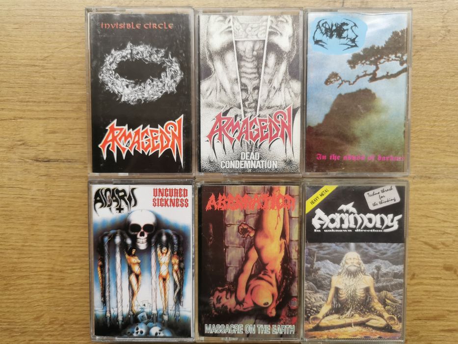 UNIKAT ZESTAW 6 kaset Polski Death/Thrash lat 90. ARMAGEDON, ASHES
