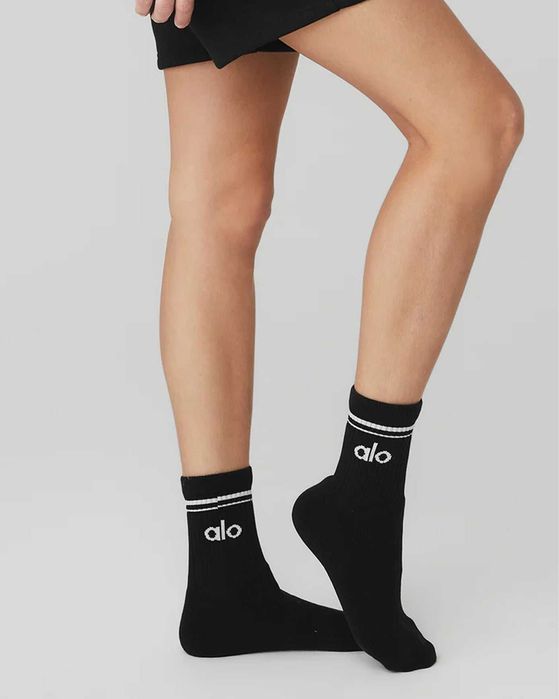Шкарпетки Alo Yoga Unisex Half-Crew Throwback Socks Black/White