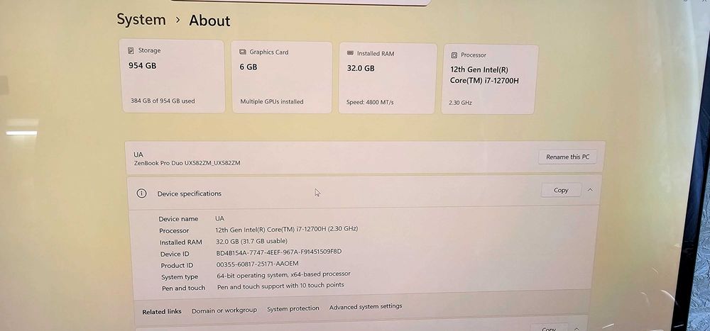 Продам ноутбук ASUS Zenbook Pro Duo (UX582ZM)
