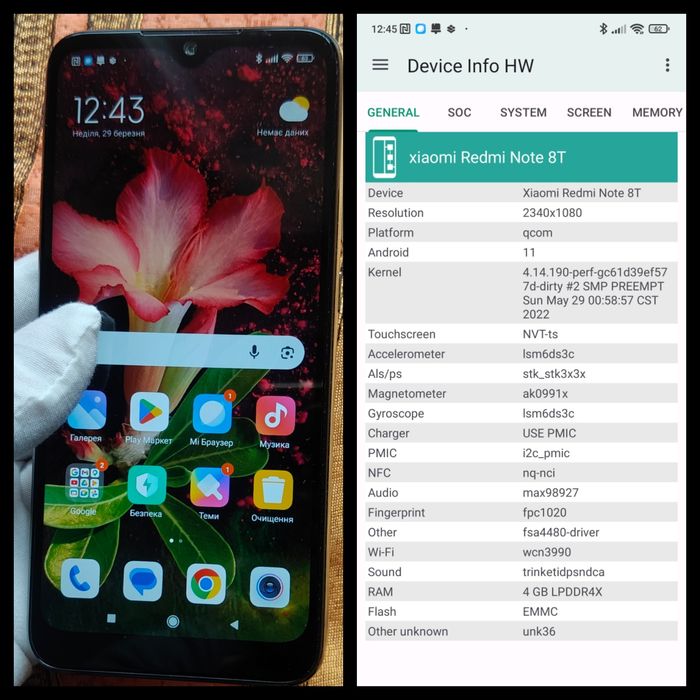 Xiaomi Redmi note 8t, 4/64Gb