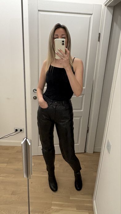 Шкіряні мотоштани s, висока посадка