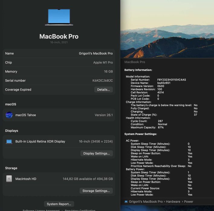 MacBook Pro 16’ (M1 Pro / 16Gb / 512Gb) - Great Condition
