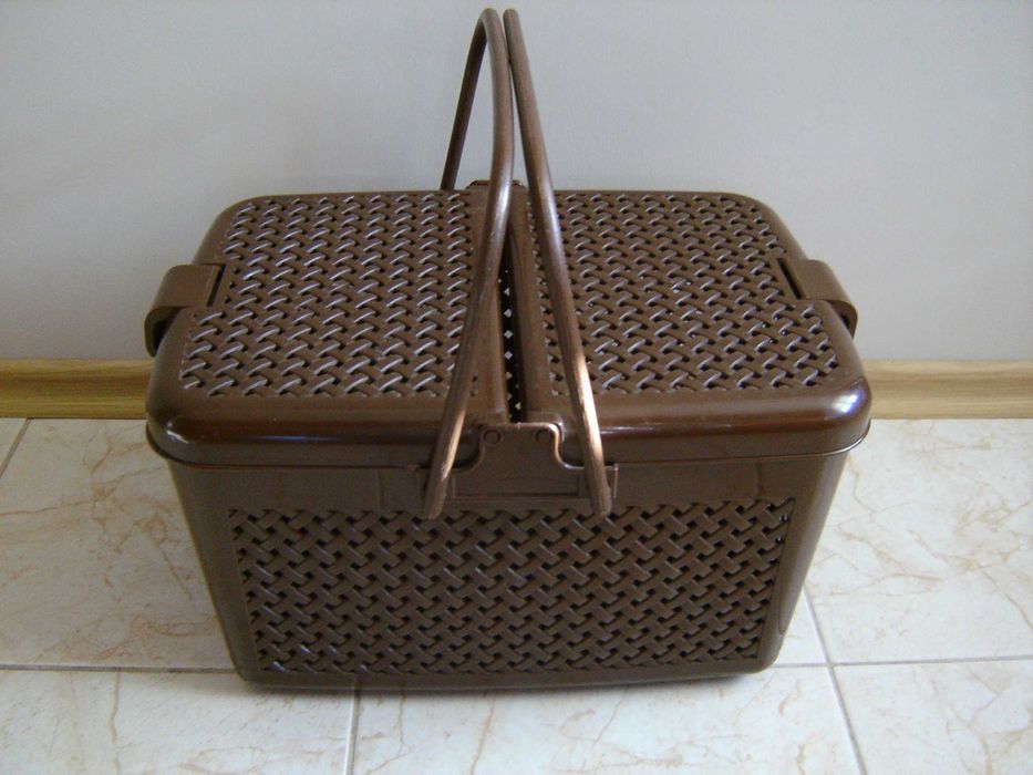 Kosz koszyk piknikowy zakupowy rattanowy prostokątny