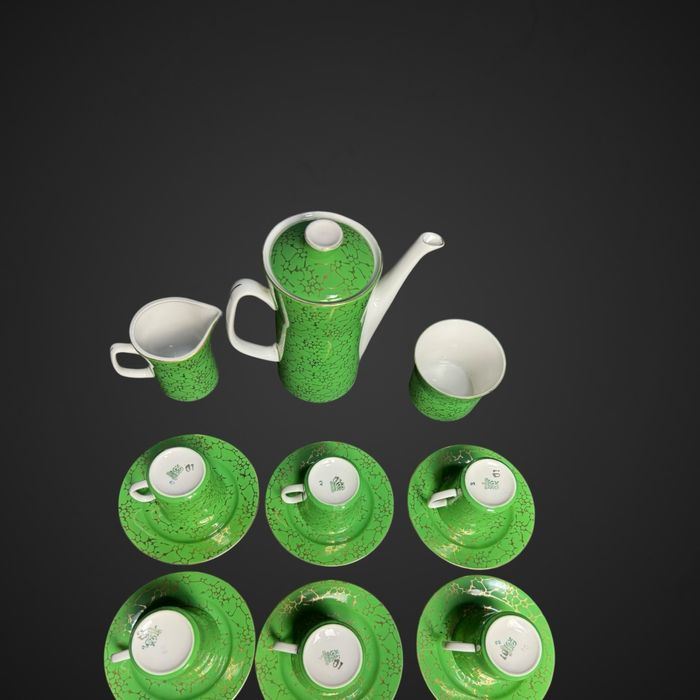 Serwis do kawy dla 6 os Włocławek marmurek złocenia B4/100601