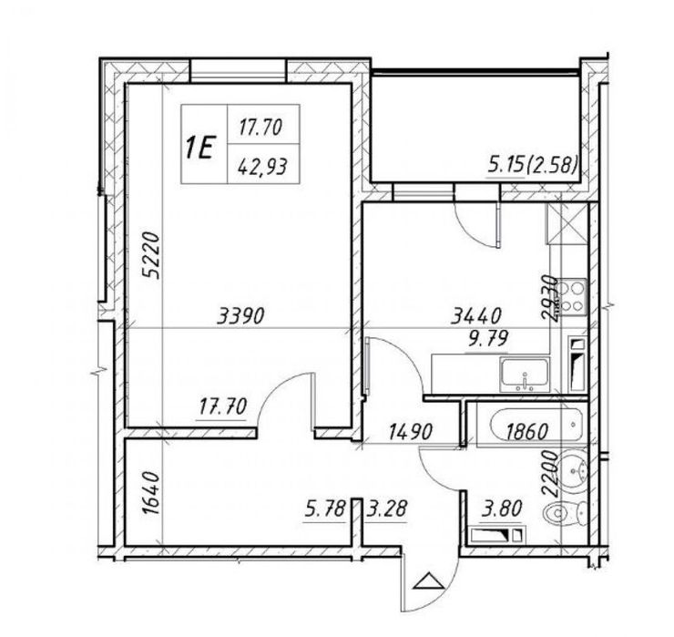 1-room apartment apartment by the address st. Per Energetikov (area 42,9 m²) - Atlanta.ua - photo 5