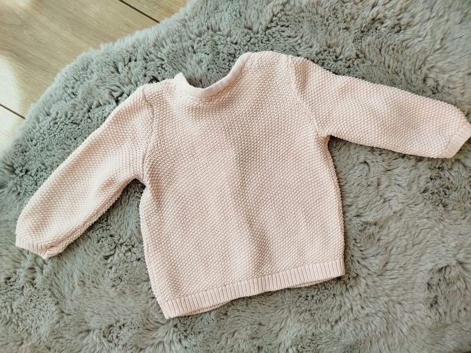 Śliczny ażurowy sweterek H&M 68 pudrowy róż