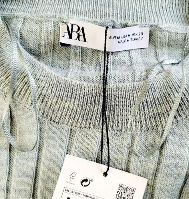 Zara M L 38 40 sweter oversize wełna w składzie prążki melanż