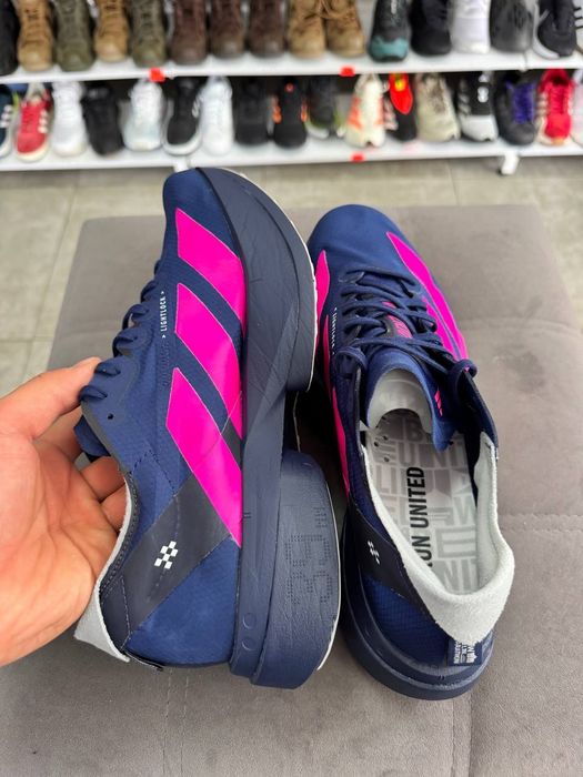 ОРИГІНАЛ 100% Кросівки Adidas Adizero Adios Pro 4 Dark Blue Shock Pink Men's 42 2/3