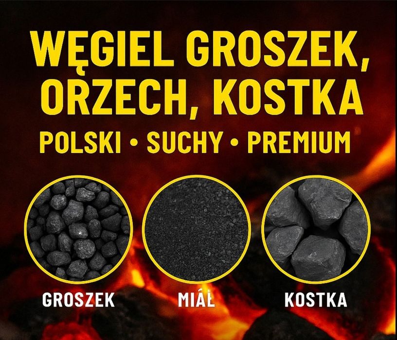 Węgiel Kostka Gruby Orzech Groszek Polski 28MJ