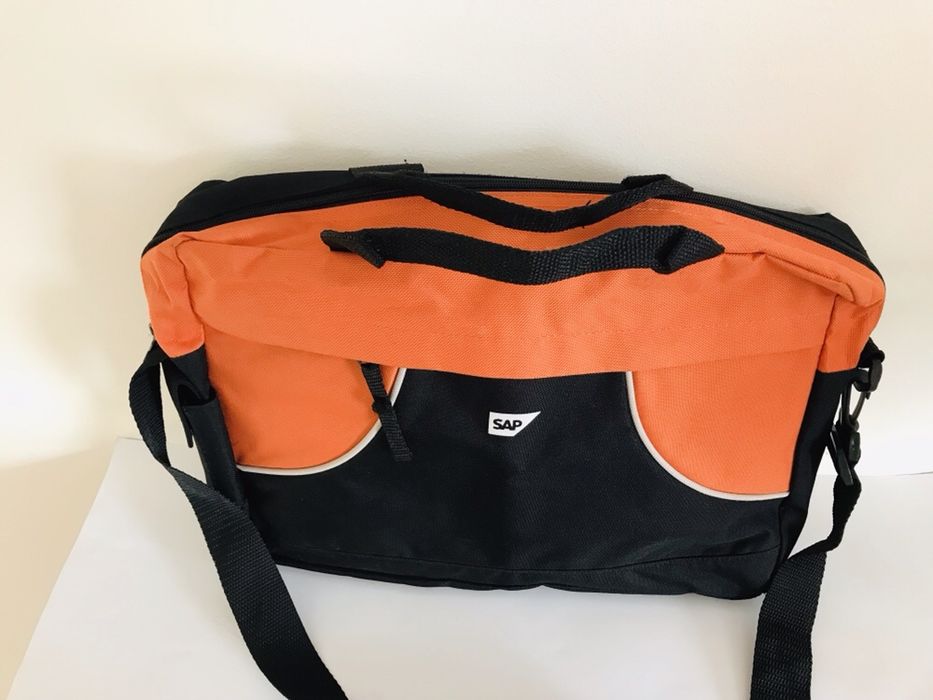Lekka torba na laptopa dokumenty pomarańczowa czarna