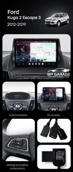 FORD KUGA II /C-MAX II  Nawigacja Android_14 4G CarPlay/AA Qled Montaż Gwarancja