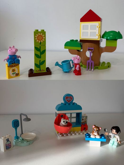 Lego Duplo 10 zestawów, dom, pociąg, park rozrywki + mix.