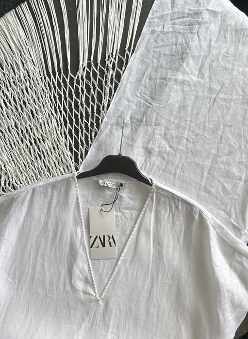 Zara sukienka na plaże z frędzlami, LEN,  NOWA rozmiar M , S, L