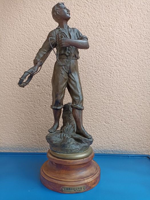 Estatueta escultura "Secours" (Resgate) Charles Ruchot 1880-1925