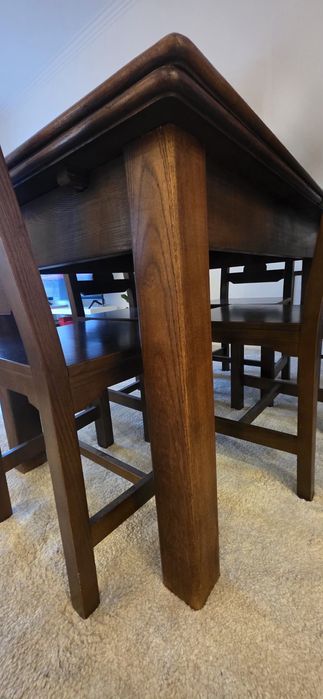 Conjunto Jantar Madeira Maciça - Mesa Extensível (2m) + 6 Cadeiras