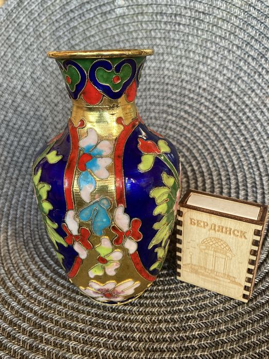 Вазочка/ваза металлическая Клуазоне Винтаж Подарок Сувенир
