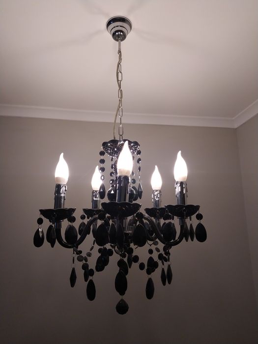 Żyrandol czarny glamour lampa wisząca kryształy
