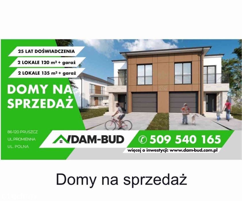 Dom bliźniak z garażem w Pruszczu Pomorskim bez pośredników