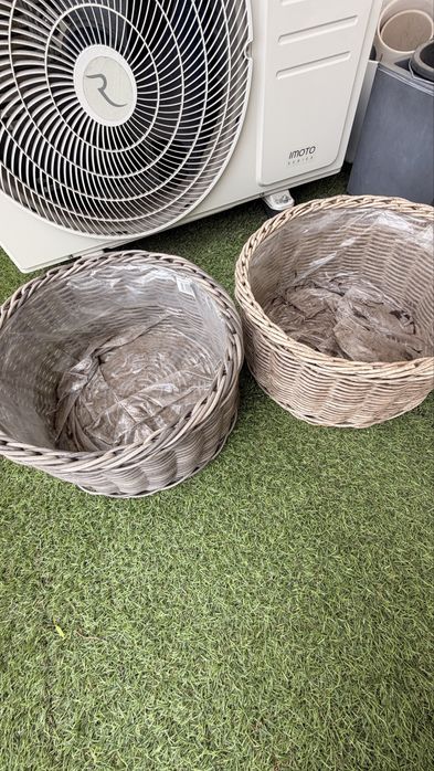 Osłonka doniczki technorattanowa naturalna 34 cm 2 sztuki