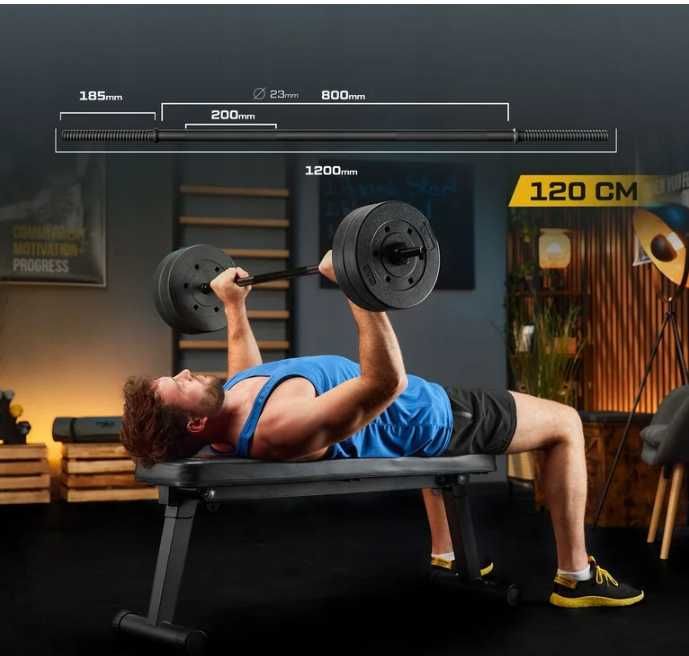 Gryf prosty pełny stalowy sztanga 120 cm 25 mm zaciski Trex Sport