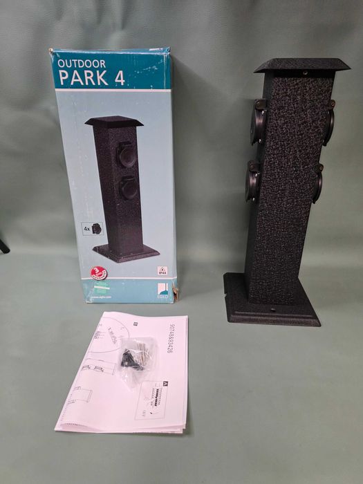 Słupek ogrodowy rozdzielacz 4x gniazdo 230V czarny IP44 Eglo Park 4