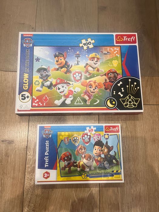 Psi Patrol: puzzle, gry, książki - duży zestaw