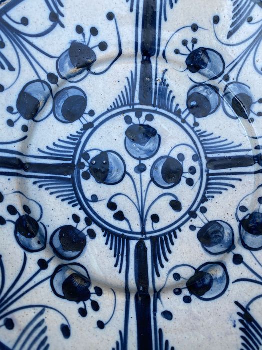 Prato Catalão Faiança Antiga Séc XVIII 23,5 cm Peça Museu