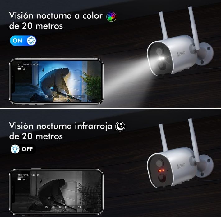 Câmara de vigilância WiFi exterior solar 2K HD