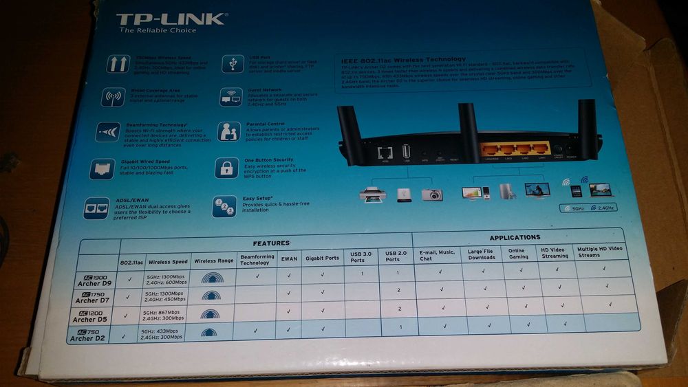 Access Point, Router TP-Link AC 750 Archer D2 ADSL2+