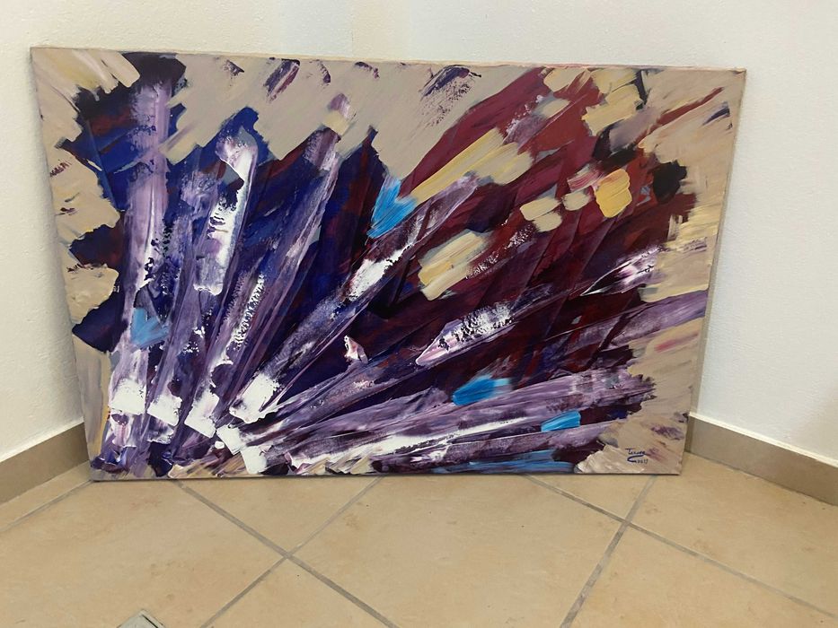 quadro óleo em tela 90 x 60cm arte abstrata, autor português