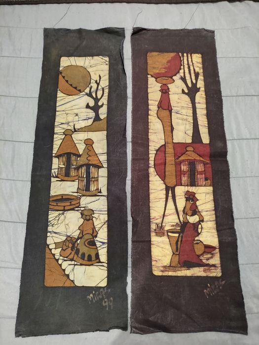 Arte Africana Pintura Sobre Tecido ( LOTE )